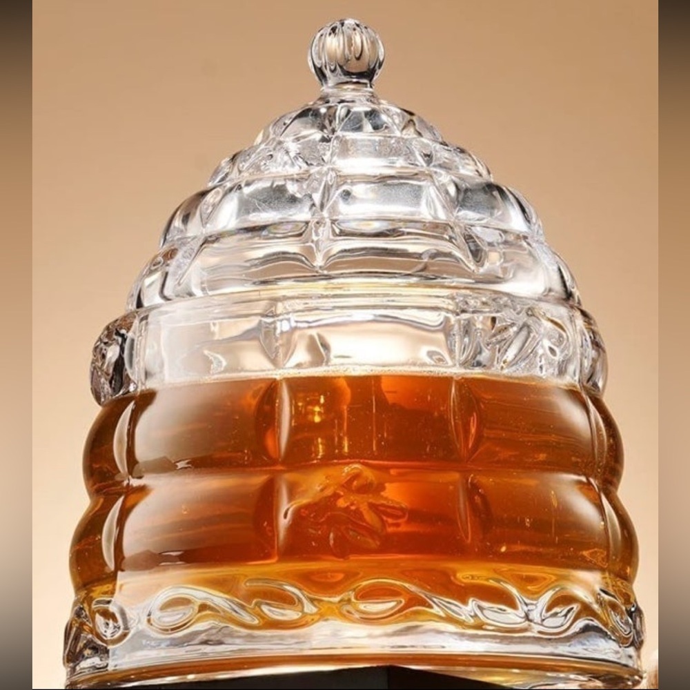 Silversmith Crystal Honey Jar Beehive Honey Jar Honey Pot Dish Honey MEL Holder - Picture 2 of 8